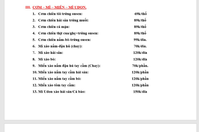 CƠM – MÌ – MIẾN – MÌ UDON